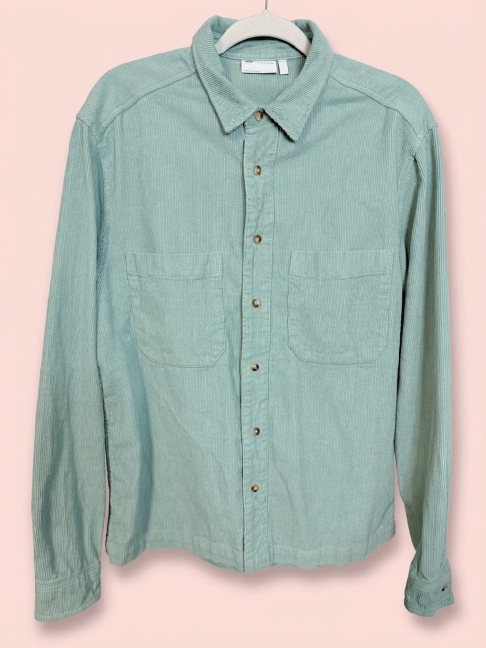 ASOS Mint Green Corduroy Button-Front Shirt